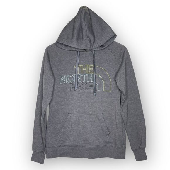 The North Face Gray Lined Spellout Pullover Hoodie Sweatshirt Women’s Small - Picture 1 of 11